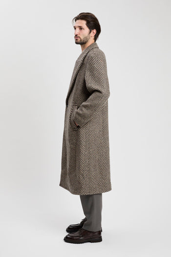 Cappotto monopetto in tweed di lana chevron - 2