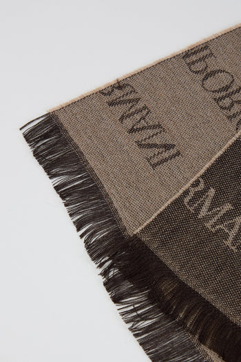 Sciarpa misto lana vergine logo lettering jacquard e frange - 2
