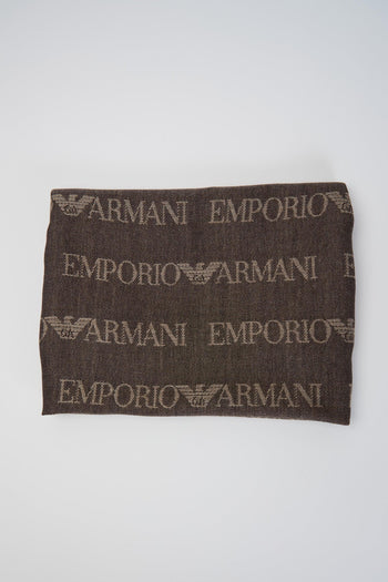 Sciarpa misto lana vergine logo lettering jacquard e frange - 3