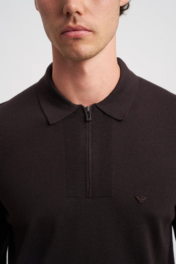 Maglione collo polo con zip in lana vergine rasata - 2