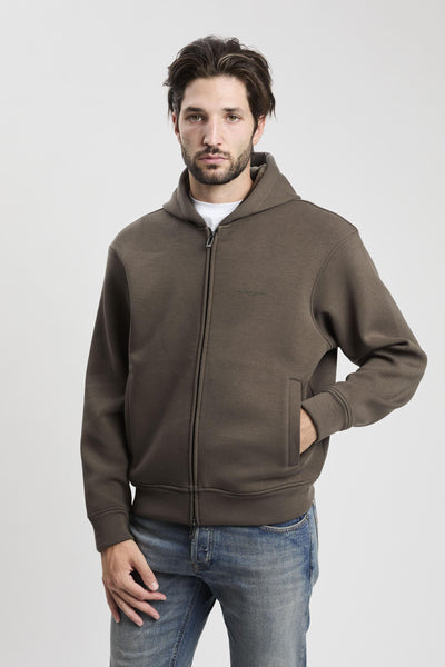 Felpa con zip e cappuccio in jersey accoppiato misto lyocell ASV