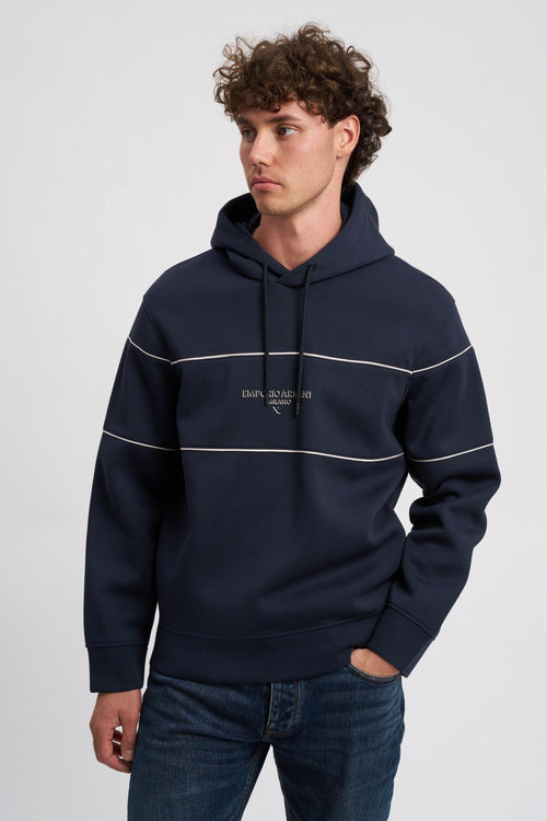 Felpa con cappuccio in double jersey con logo effetto 3D