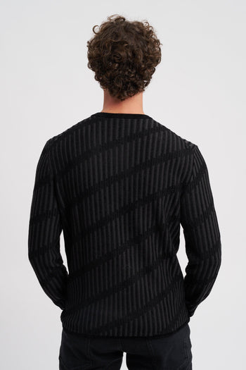 Maglione serafino in lana e ciniglia jacquard bicolore - 4