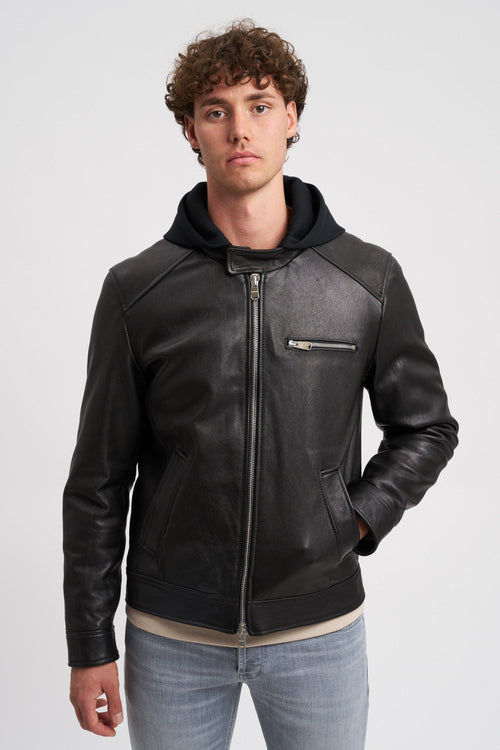 Biker con cappuccio removibile