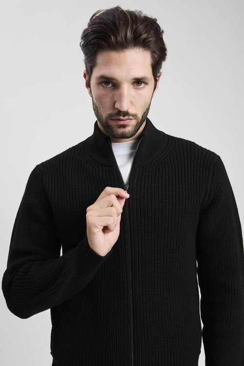 Cardigan con zip in lana merino