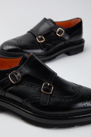 Doppia fibbia brogue in pelle - 4