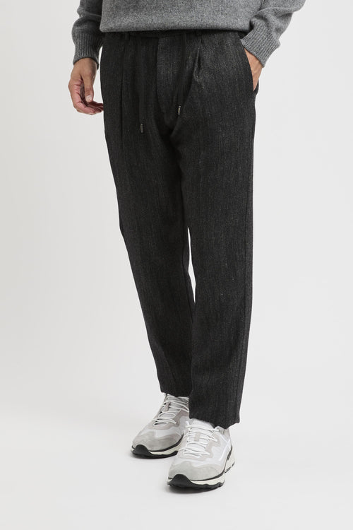 Pantalone in Herringbone Wool Flannel