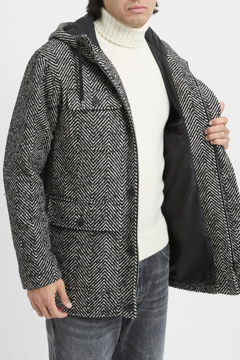 Parka lungo in Herringbone R-Wool - 3