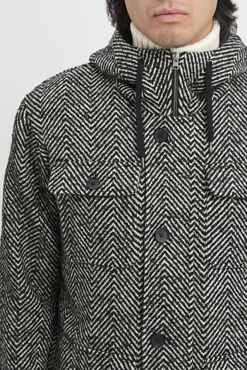 Parka lungo in Herringbone R-Wool - 6