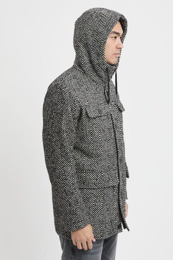 Parka lungo in Herringbone R-Wool - 7