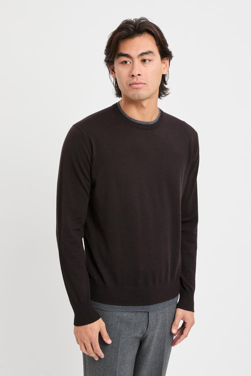 Maglia girocollo con profili a contrasto