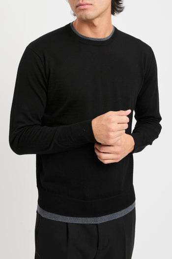 Maglia girocollo con profili a contrasto - 4