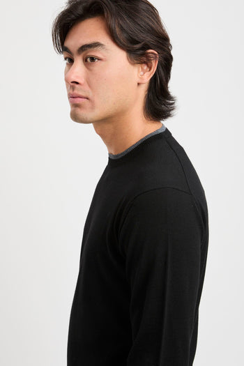 Maglia girocollo con profili a contrasto - 6