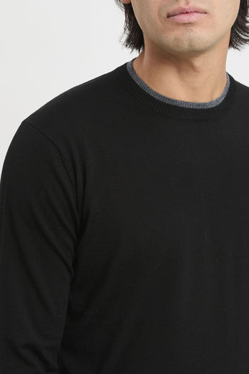 Maglia girocollo con profili a contrasto - 7