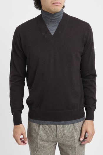 Maglia dolcevita con scollo a V - 3