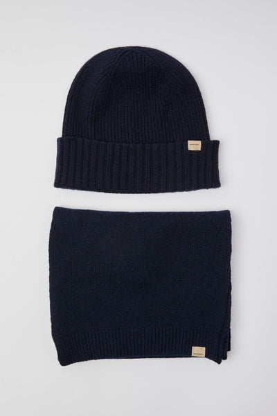 Set regalo con berretto e sciarpa in misto lana