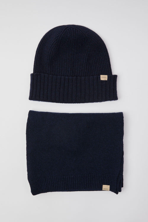 Set regalo con berretto e sciarpa in misto lana