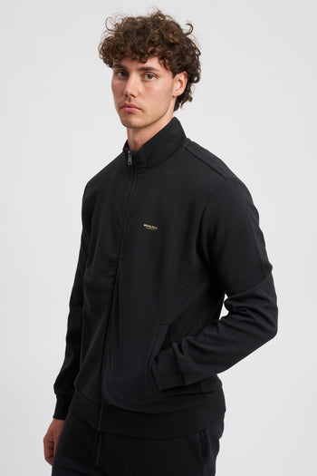 Felpa full-zip a collo alto in misto cotone interlock con logo - 3