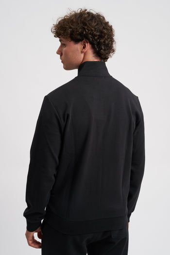 Felpa full-zip a collo alto in misto cotone interlock con logo - 4