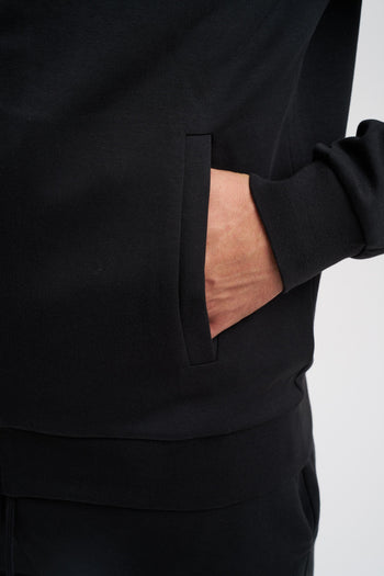 Felpa full-zip a collo alto in misto cotone interlock con logo - 5