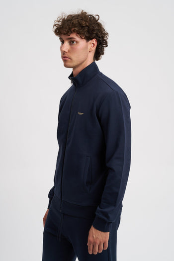 Felpa full-zip a collo alto in misto cotone interlock con logo - 3