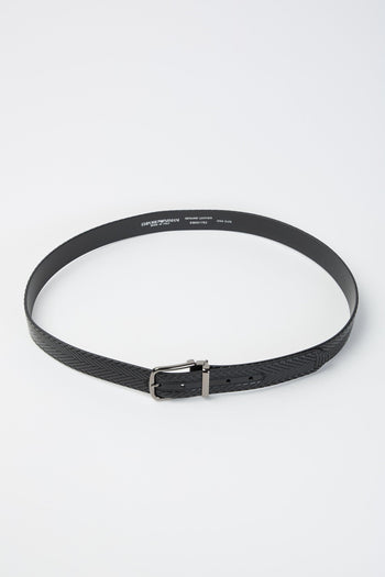 Cintura in pelle stampa intreccio - 2