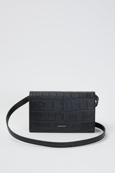 Tech case con tracolla in pelle stampa cocco