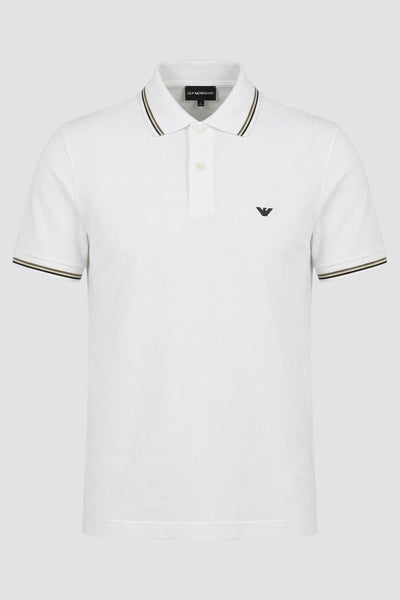 Polo slim fit in piquet stretch con micro Eagle