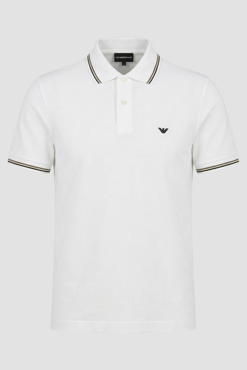 Polo slim fit in piquet stretch con micro Eagle