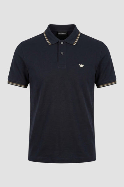Polo slim fit in piquet stretch con micro Eagle