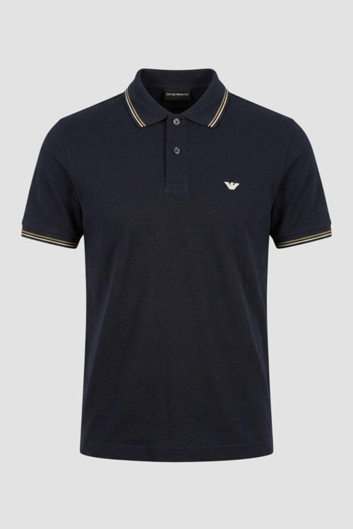 Polo slim fit in piquet stretch con micro Eagle
