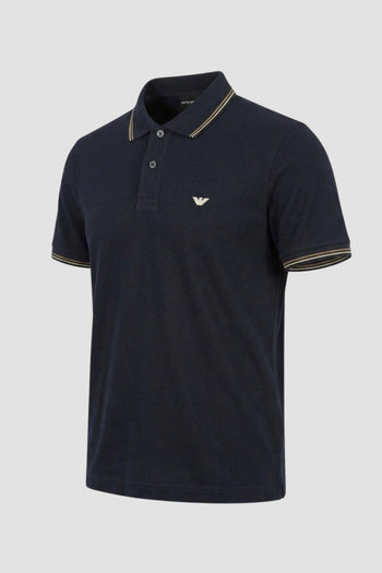 Polo slim fit in piquet stretch con micro Eagle - 2