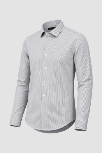 Oxford Jacquard Stripe Open Shirt - 2
