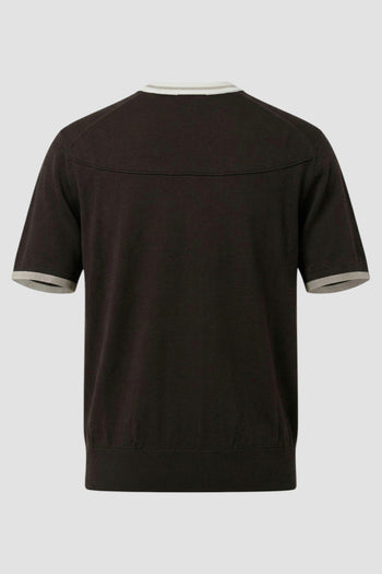 Maglia girocollo in seta e cotone con profili a contrasto - 3