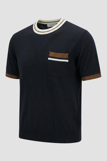 Maglia girocollo in seta e cotone con profili a contrasto - 2