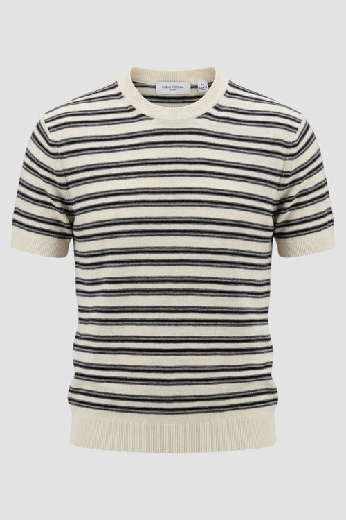 Maglia girocollo in seta a righe