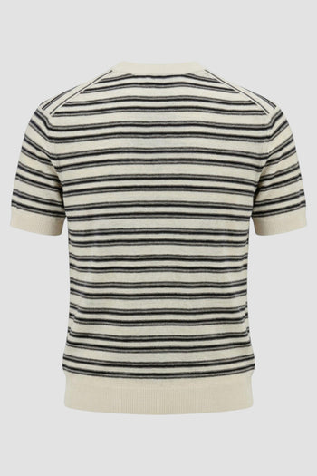 Maglia girocollo in seta a righe - 3