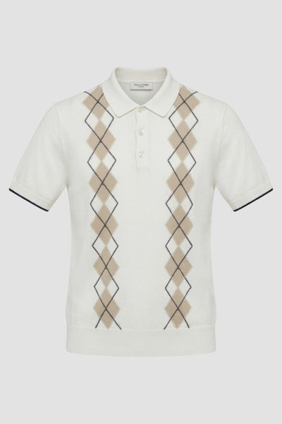 Maglia a polo in cotone con motivo argyle