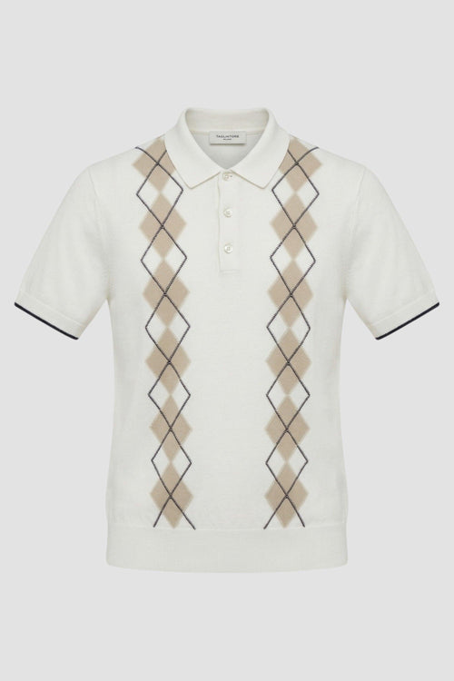Maglia a polo in cotone con motivo argyle