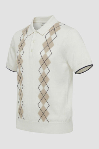 Maglia a polo in cotone con motivo argyle - 2