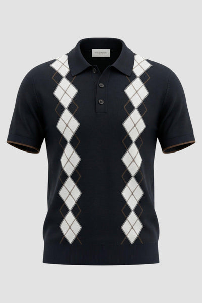 Maglia a polo in cotone con motivo argyle