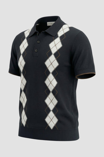 Maglia a polo in cotone con motivo argyle - 2