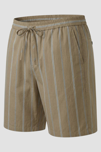 Bermuda con cintura elastica in cotone a righe - 2