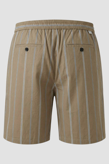 Bermuda con cintura elastica in cotone a righe - 3