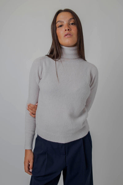 Maglia Dolcevita Cashmere/seta Perla Donna