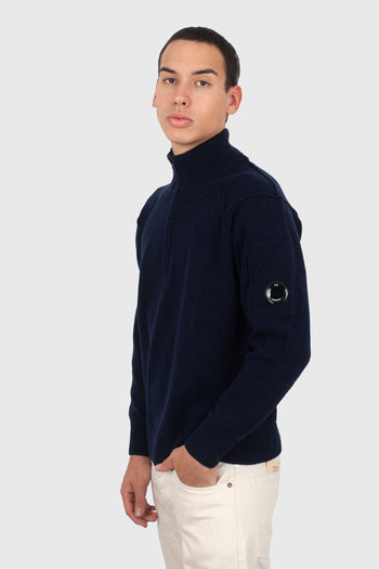 Maglia Lambswool Grs Half Zipped Blu Scuro Uomo - 3