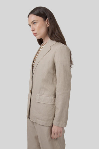 Giacca In Gabardina Cotone E Lino Beige Donna - 4