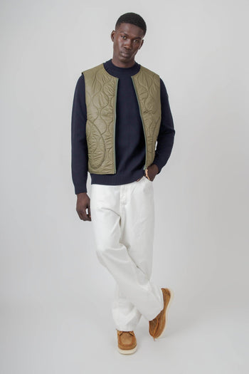 Maglia Cotton Plain Round Knit Blu Scuro Uomo - 7