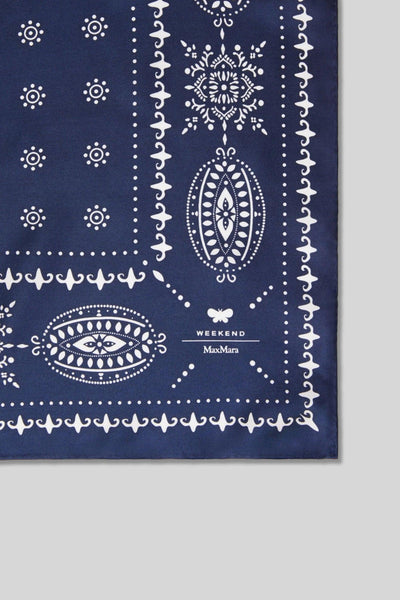 Max Mara Foulard In Seta Stampata Blu Donna