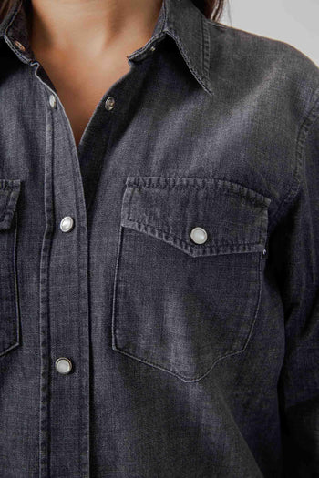 Camicia Denim Texana Mulberry Nero Donna - 4